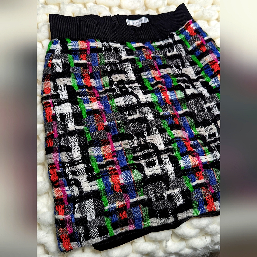 Milly Size 4 Couture Tweed Zip Back Skirt